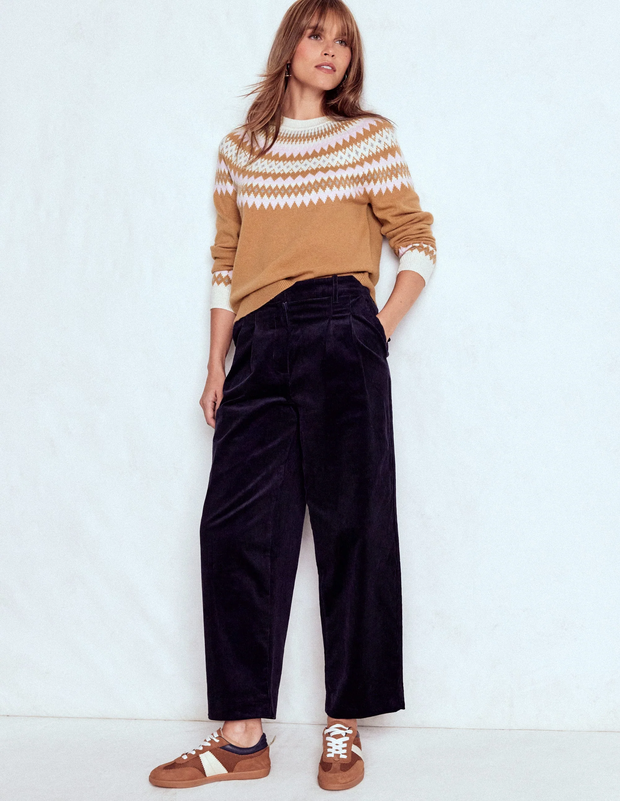 Edie Fair Isle Sweater-Camel Melange Fair Isle