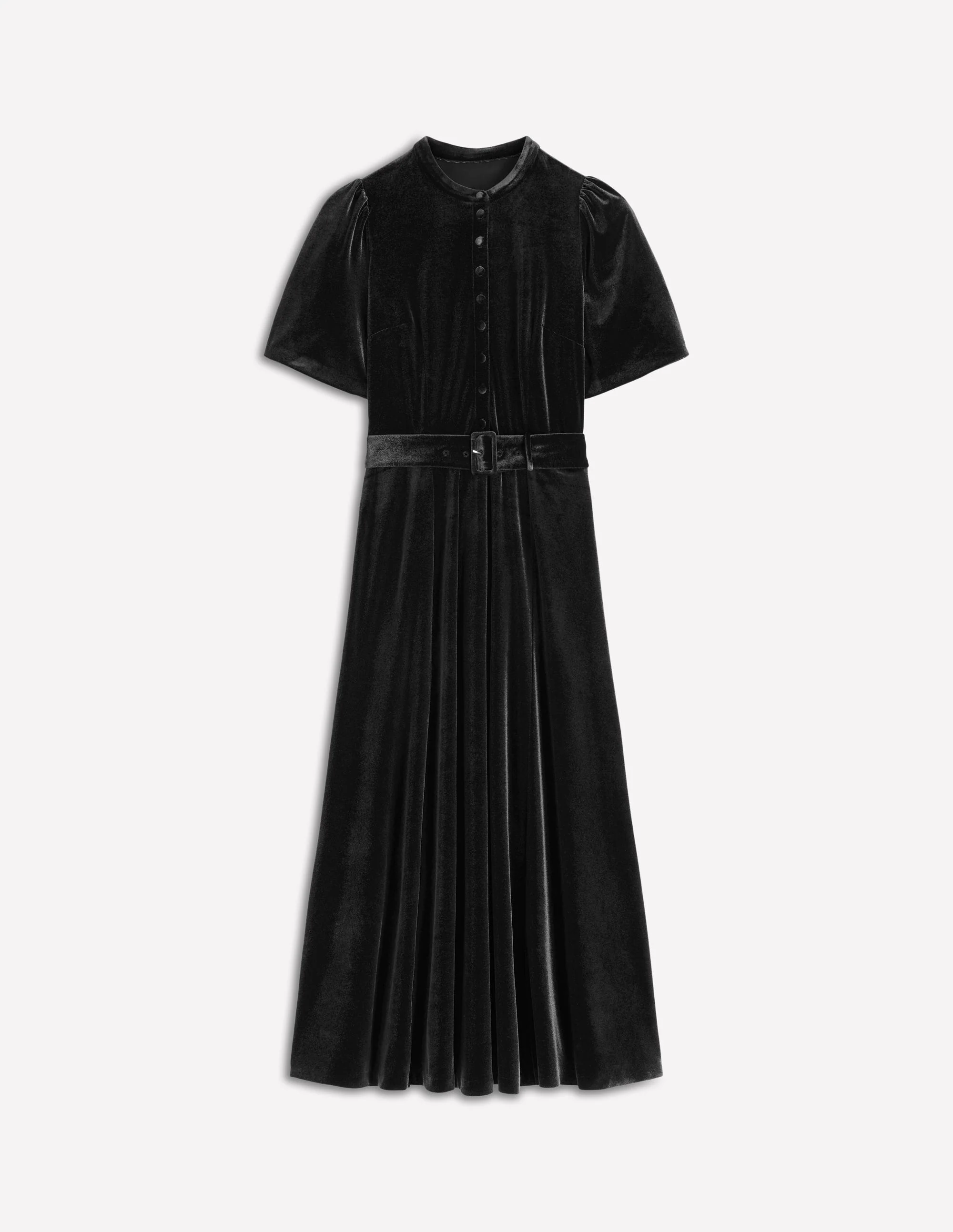 Kate Velvet Shirt Dress-Black