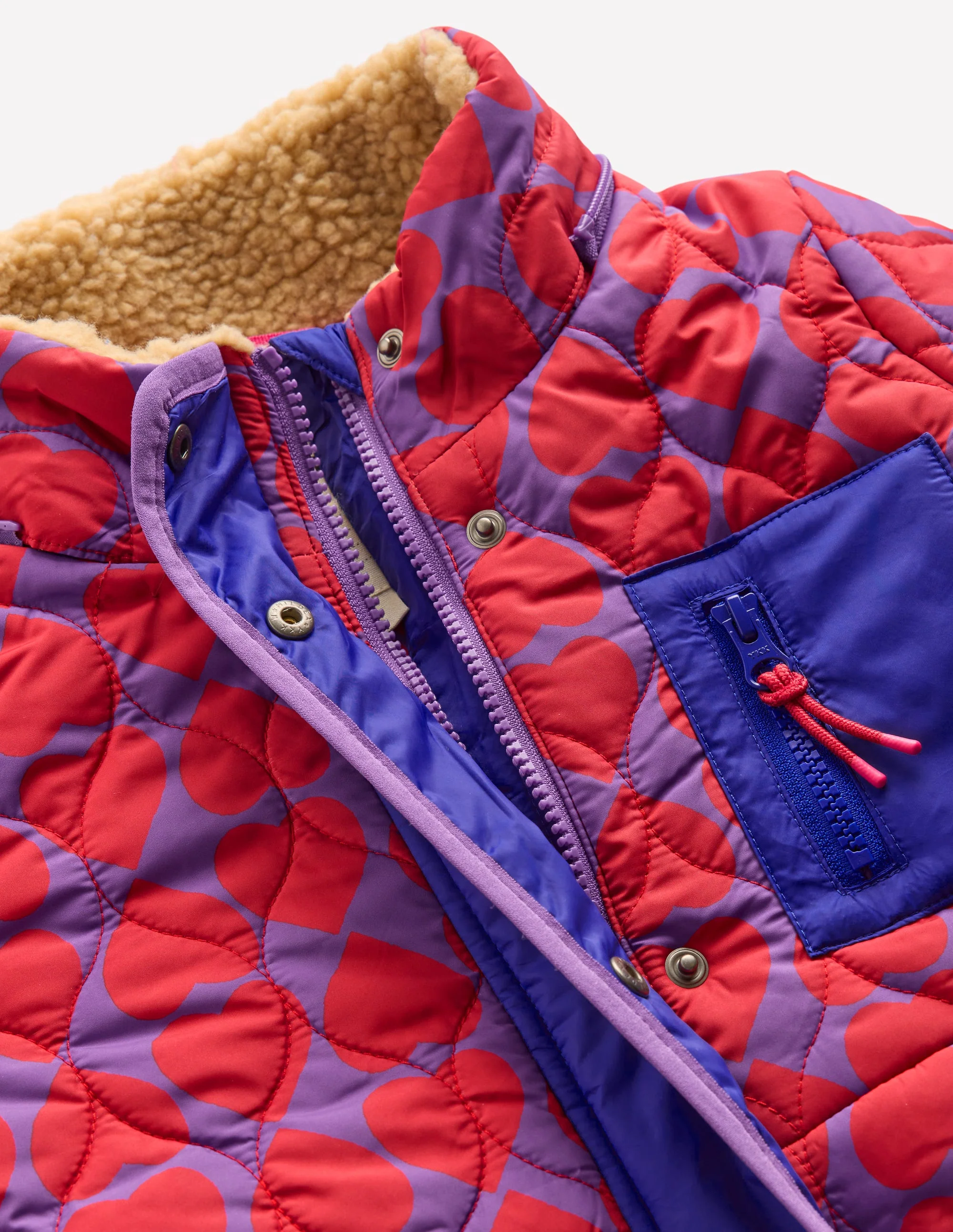 Cosy Longline Coat-Purple Heart Print