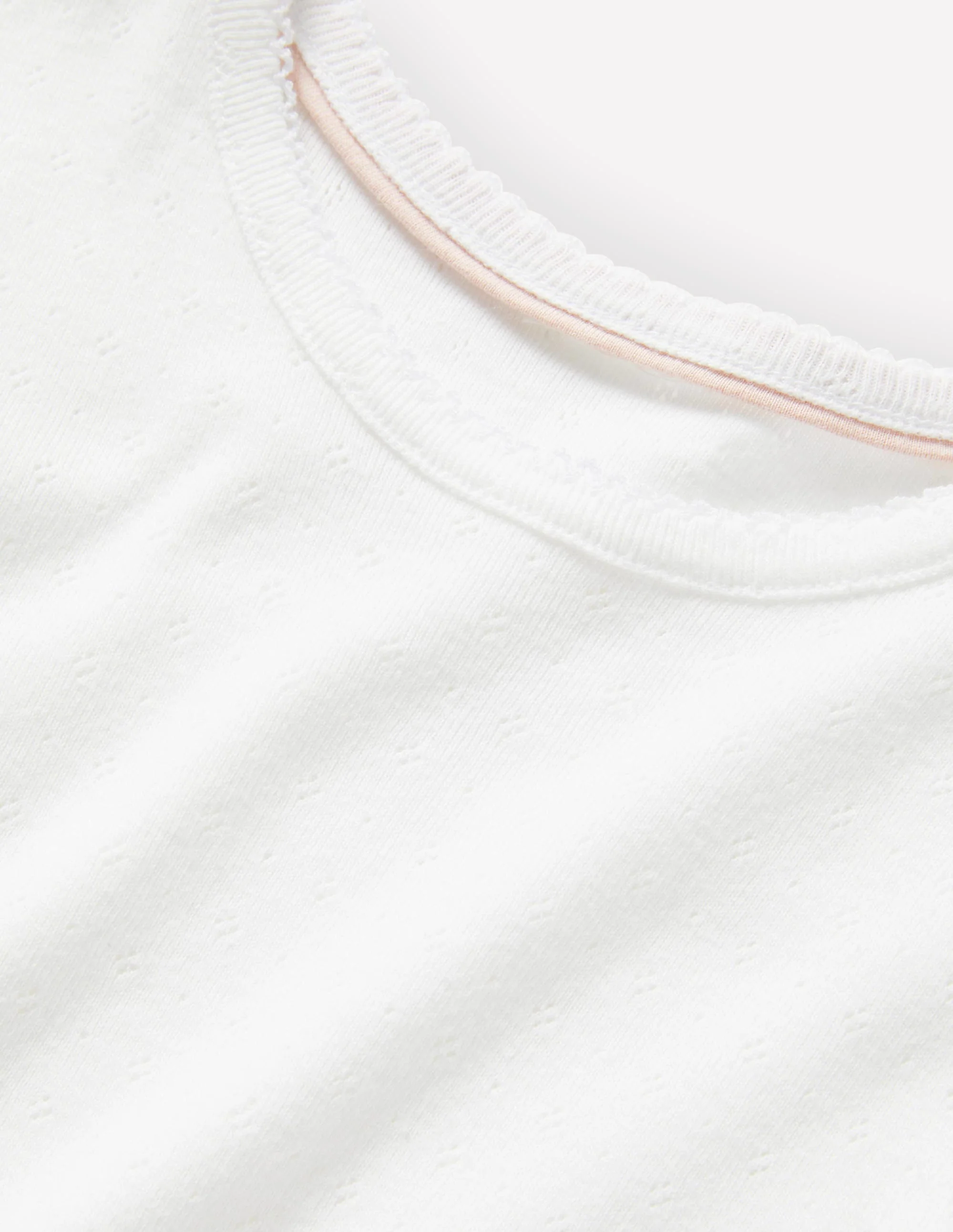 Short Sleeve Pointelle Top-White