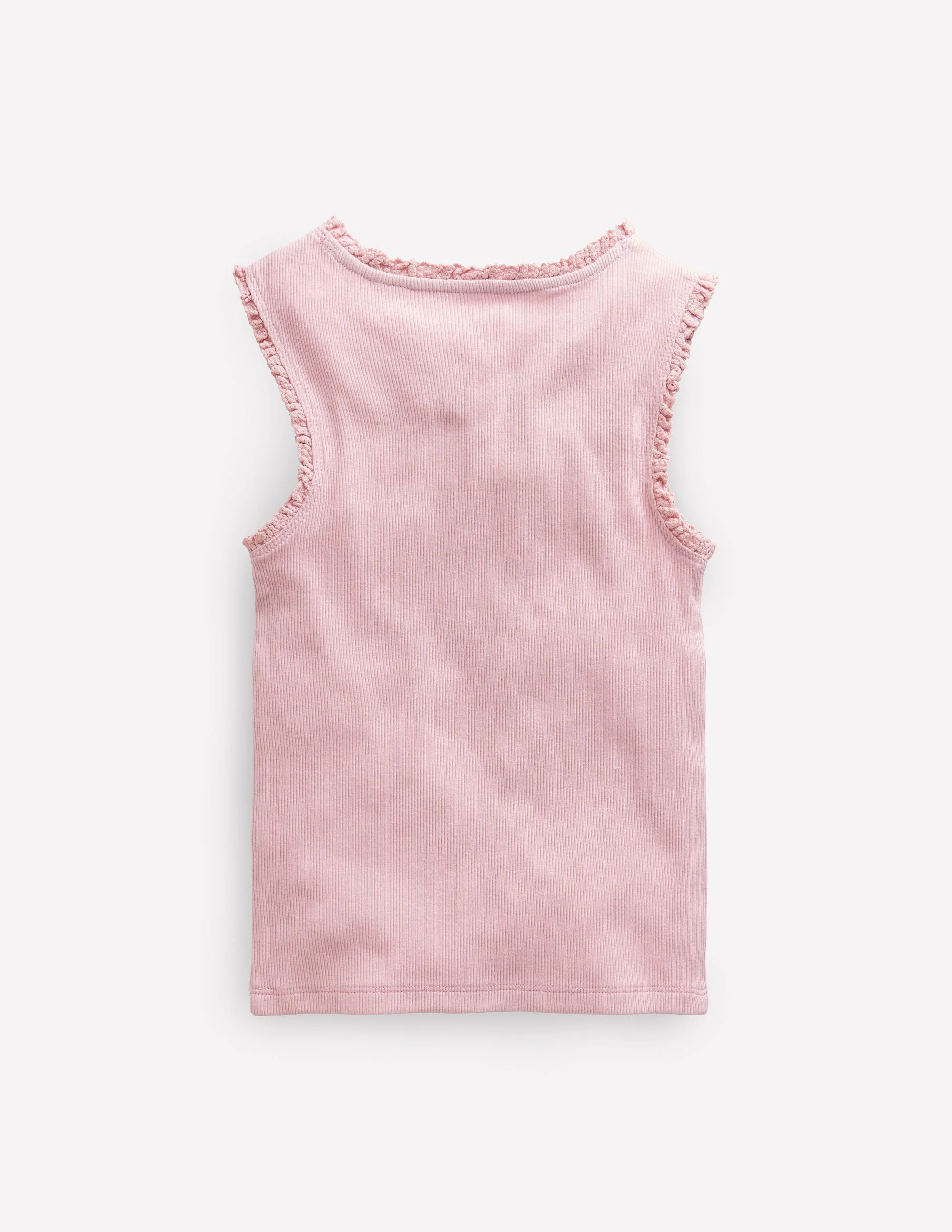 Ribbed Lace Trim Tank Top-French Pink
