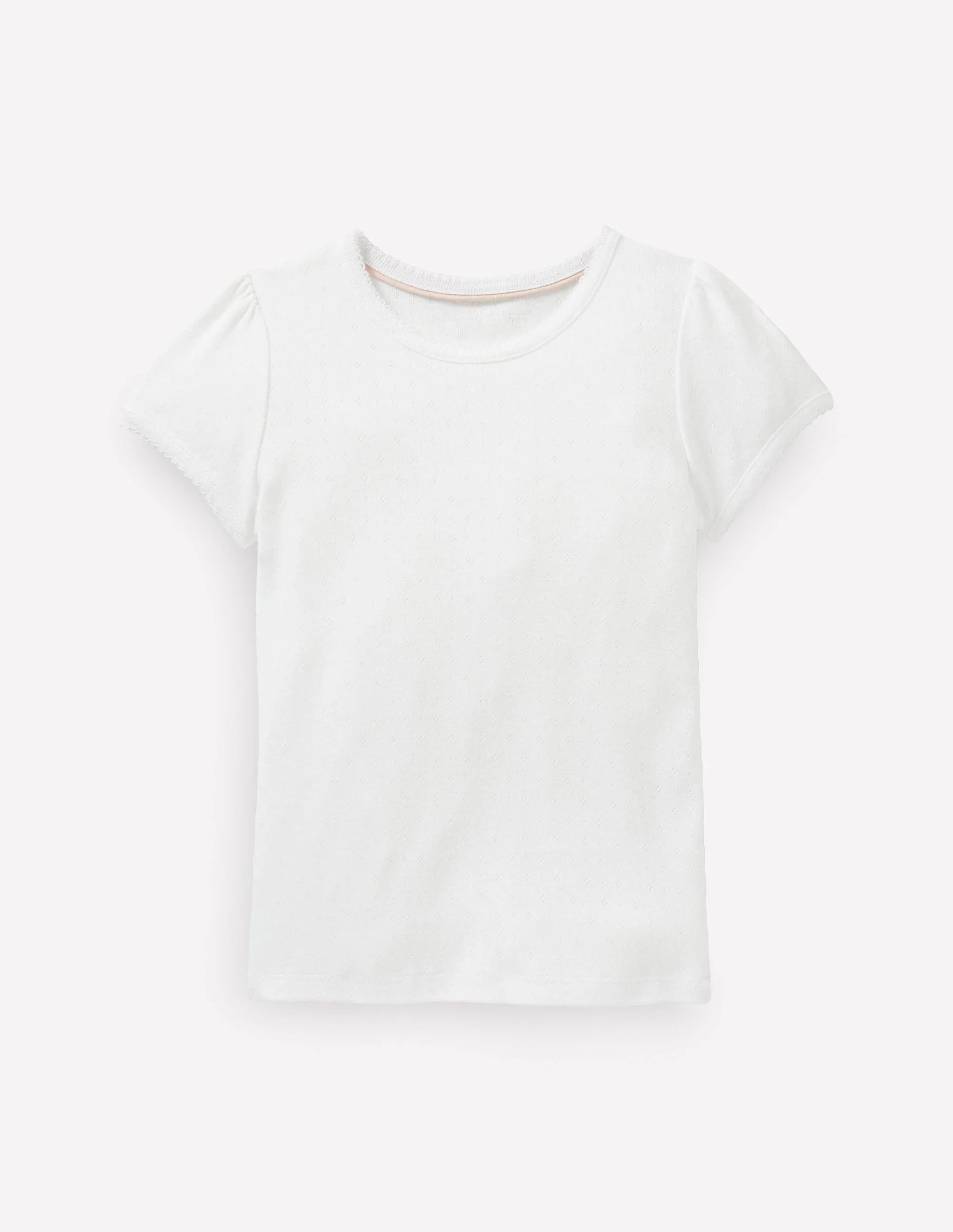 Short Sleeve Pointelle Top-White