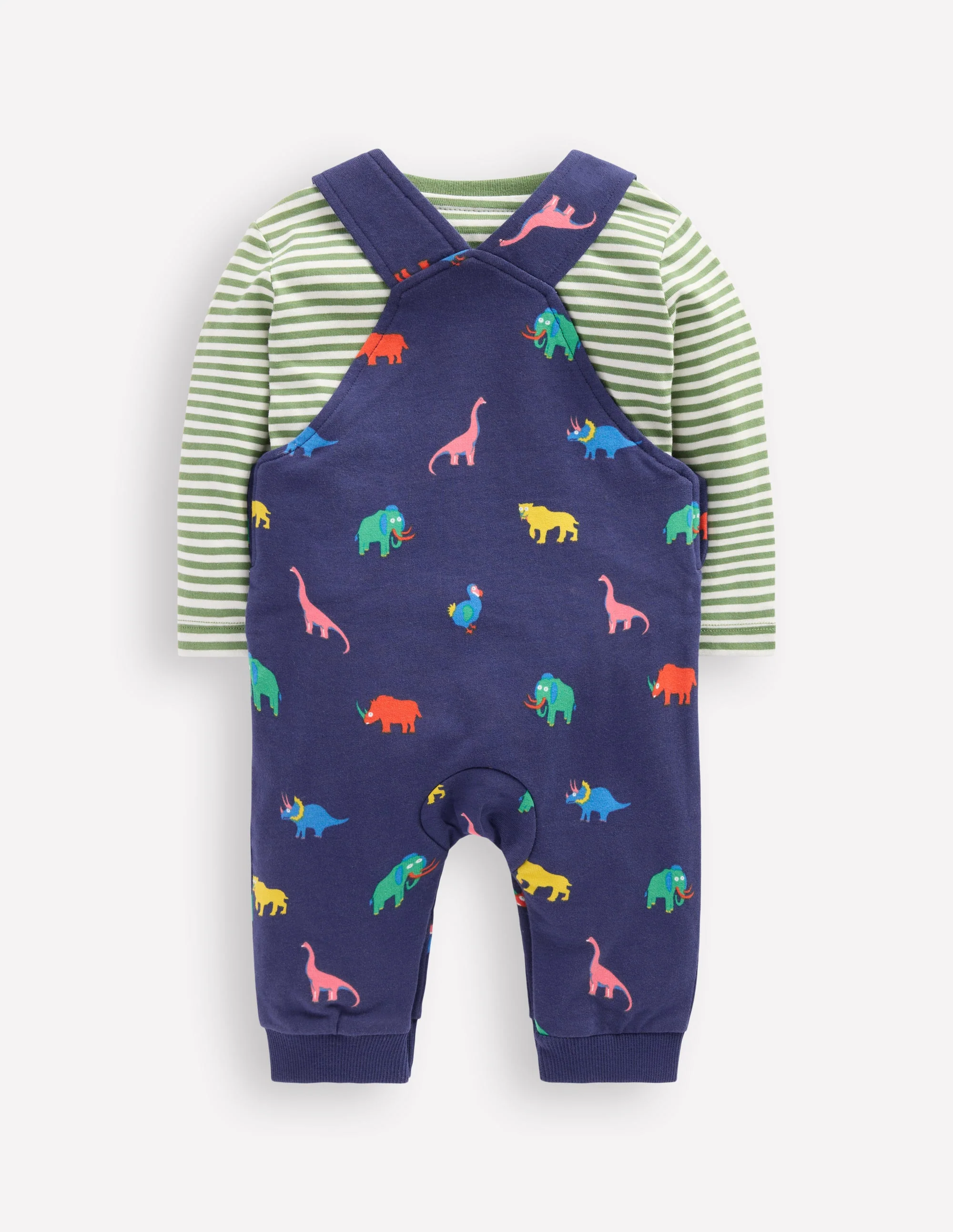 Printed Jersey Overalls Set-Multi Prehistoric Animals