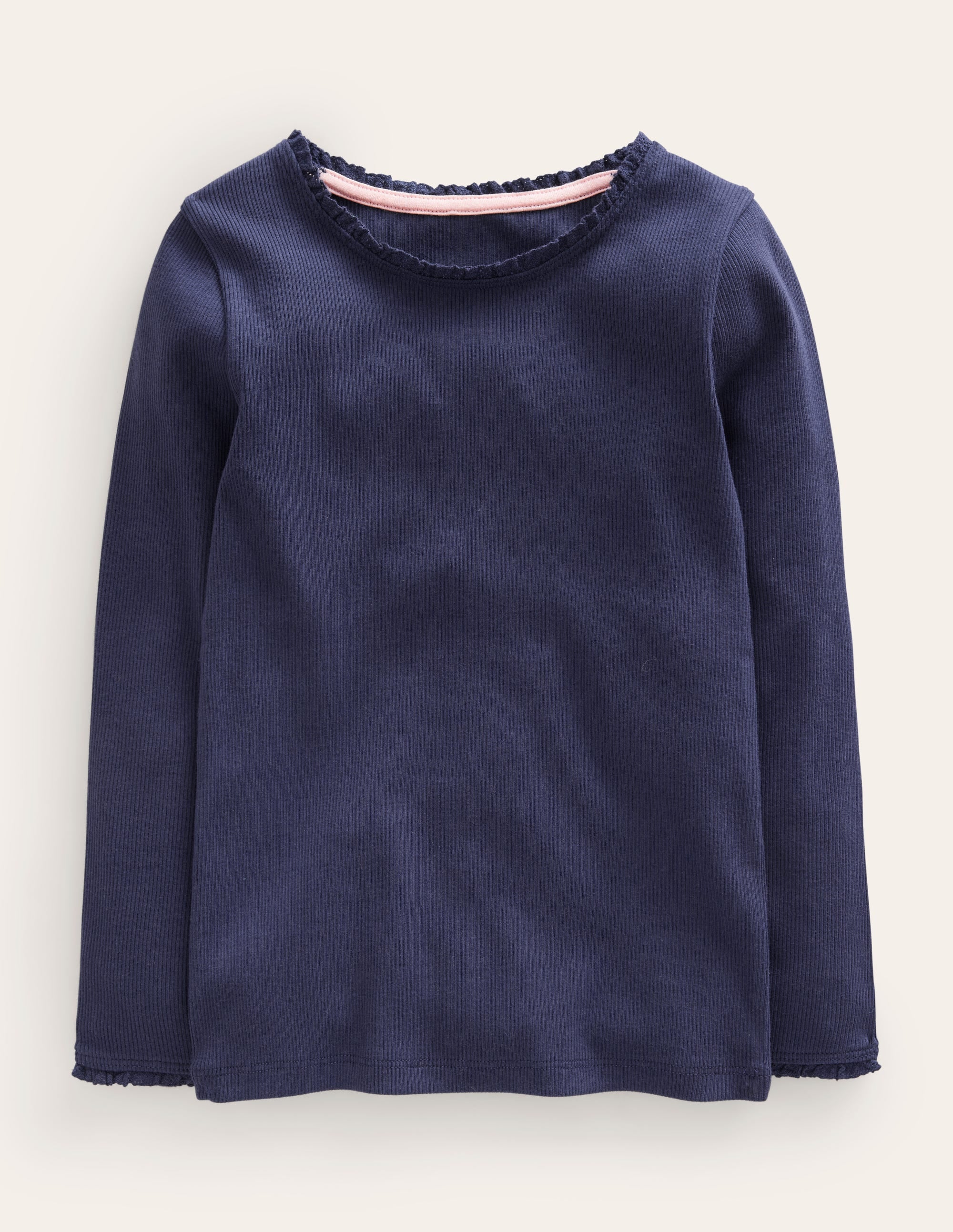 Ribbed Long Sleeve T-shirt-Starboard Blue