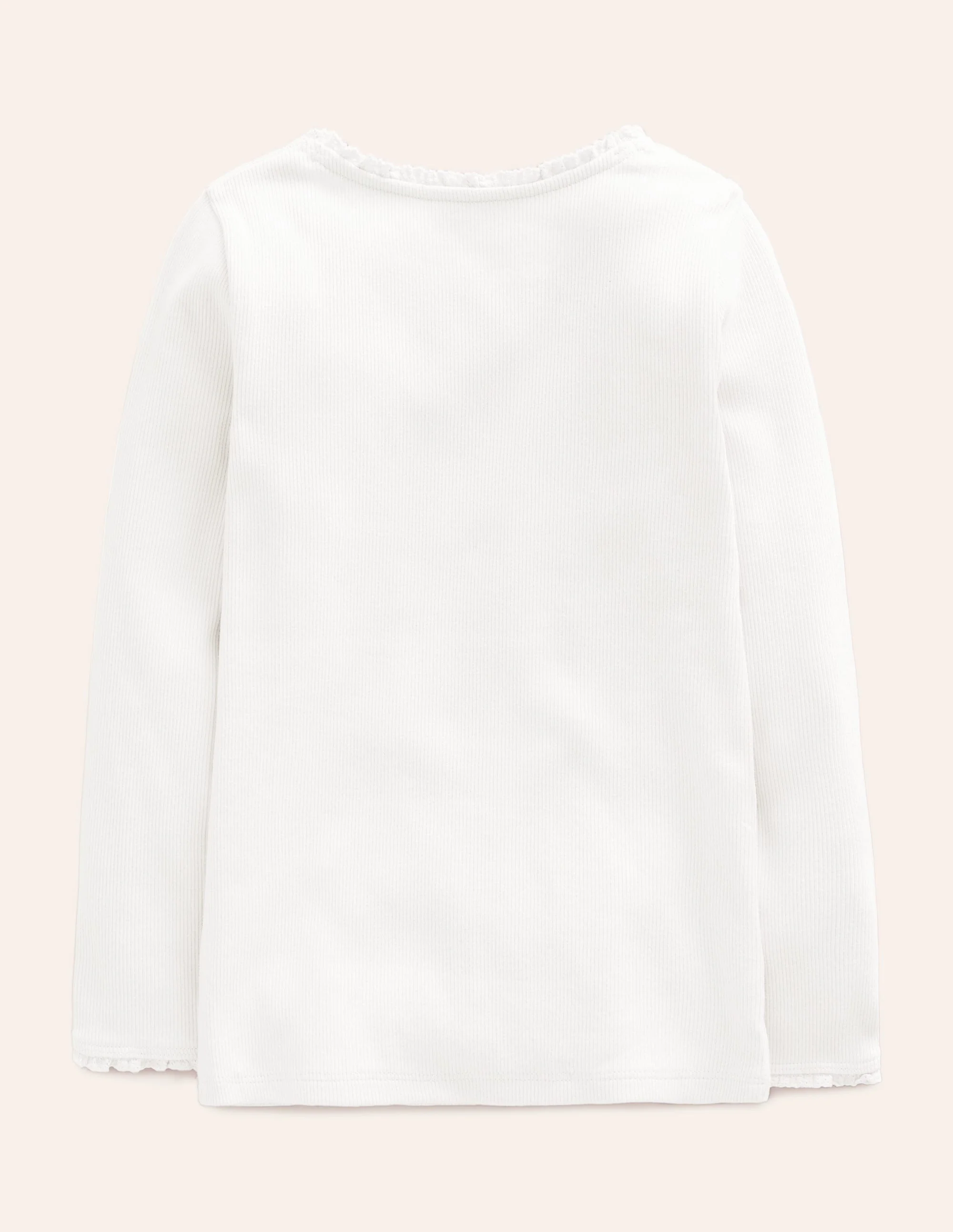 Ribbed Long Sleeve T-shirt-White