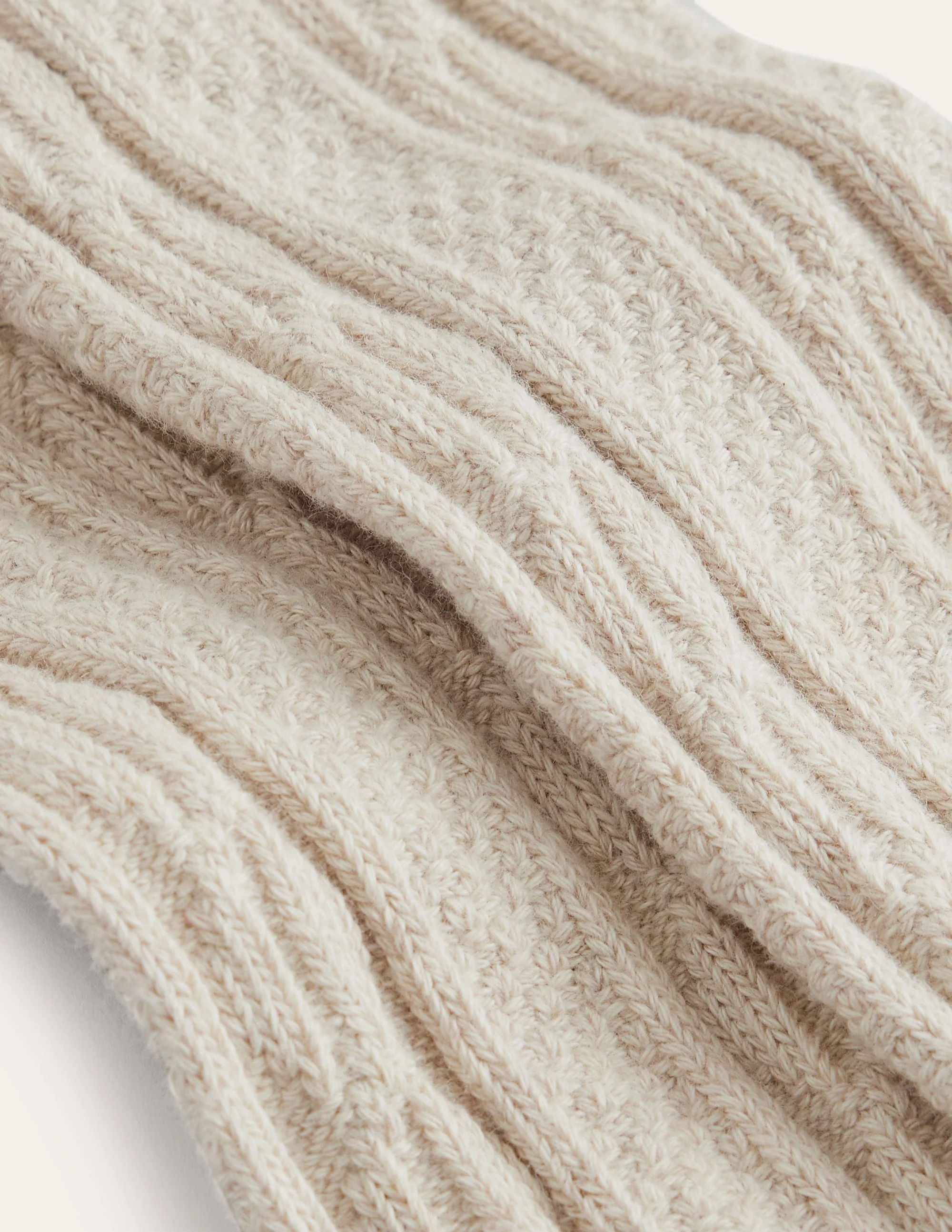 Cable Footless Tights-Oatmeal Marl