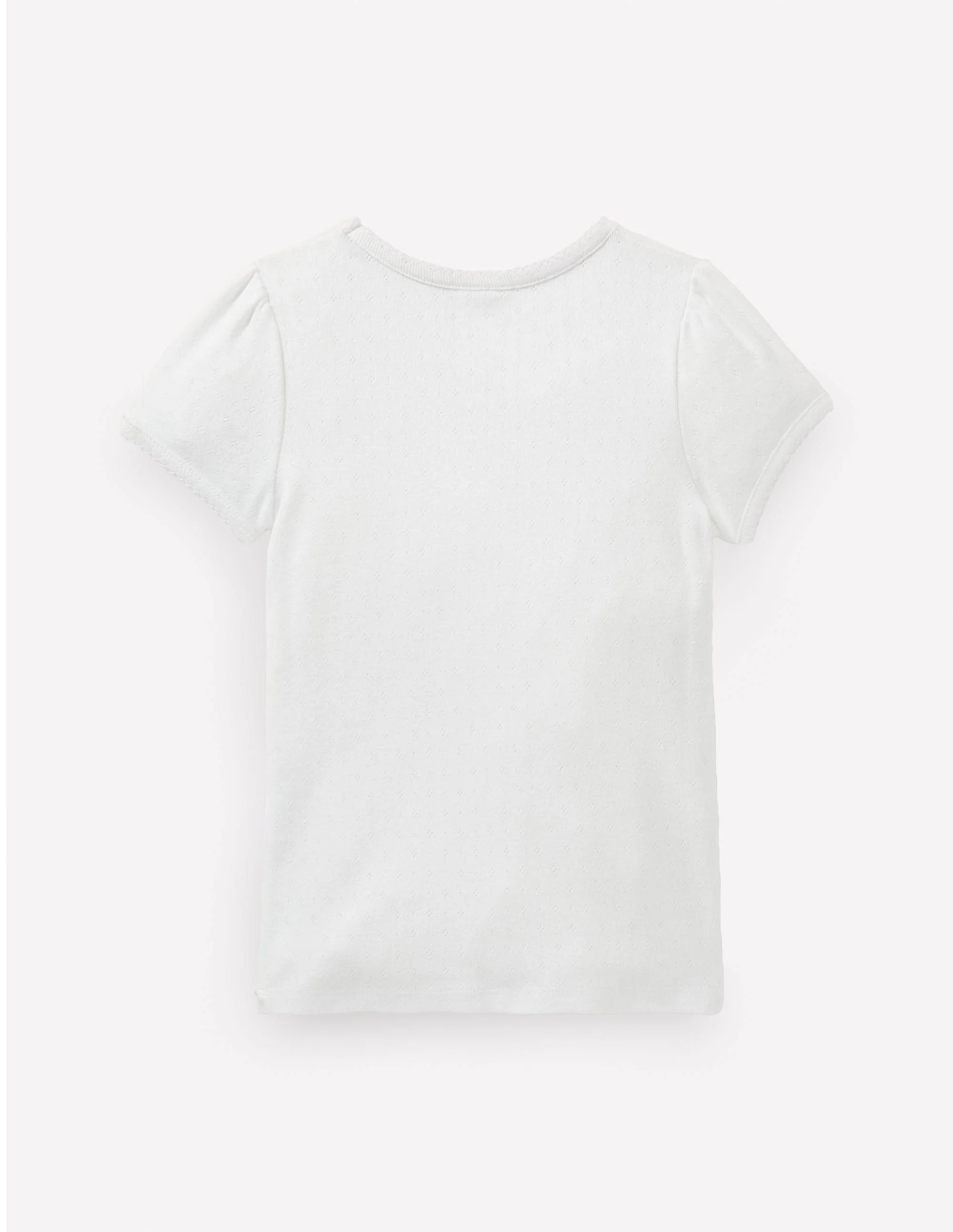 Short Sleeve Pointelle Top-White