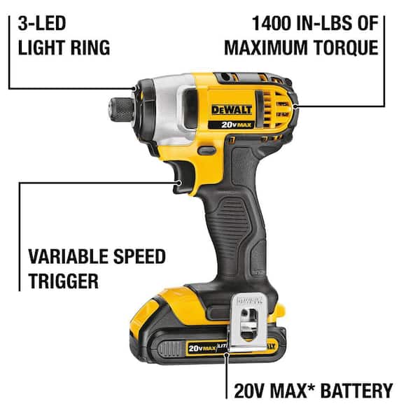 20V MAX Cordless 10 Tool Combo Kit with (2) 20V 2.0Ah Batteries. Charger. and Bag