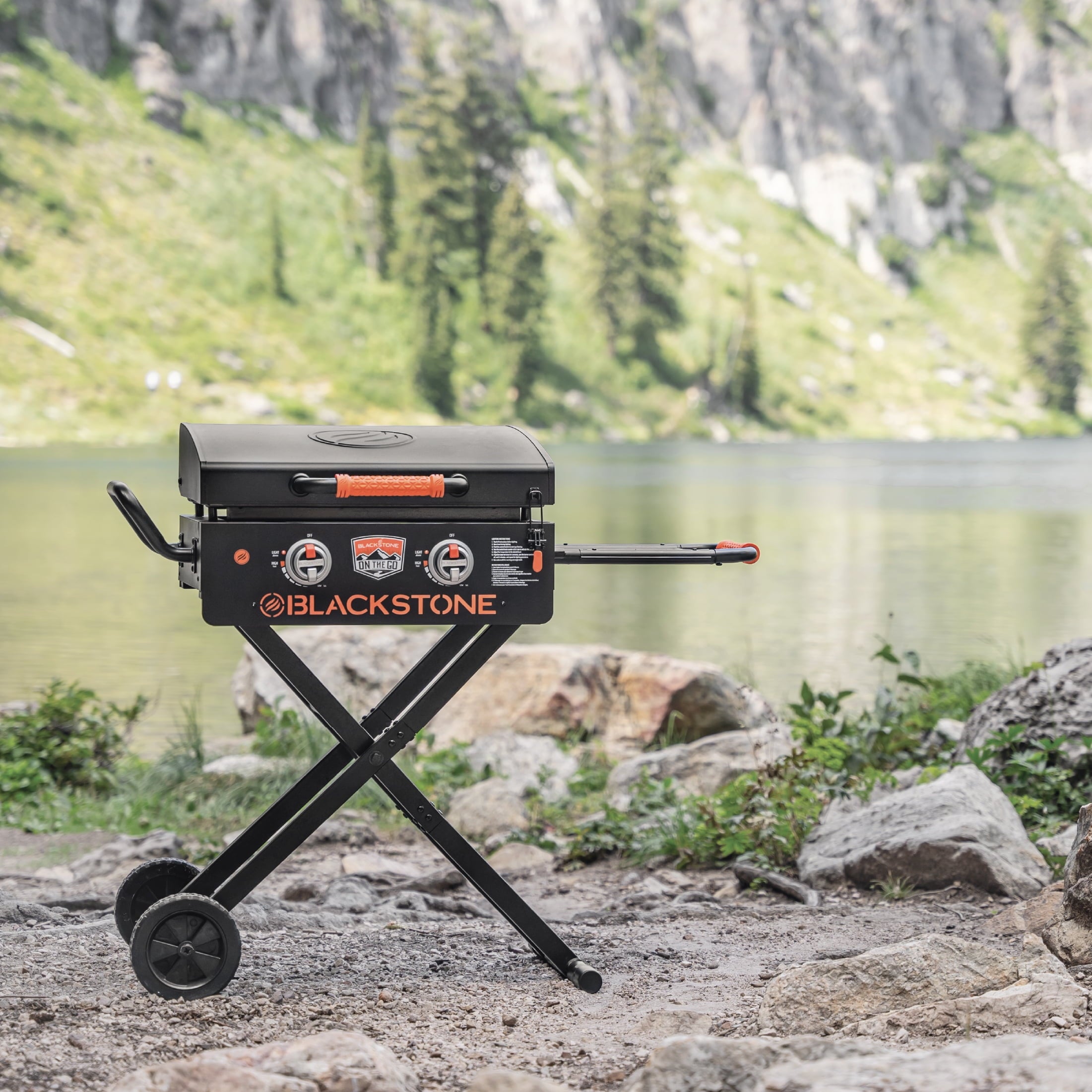 on the Go 2-Burner 22 Scissor Cart Griddle with Hood Propane