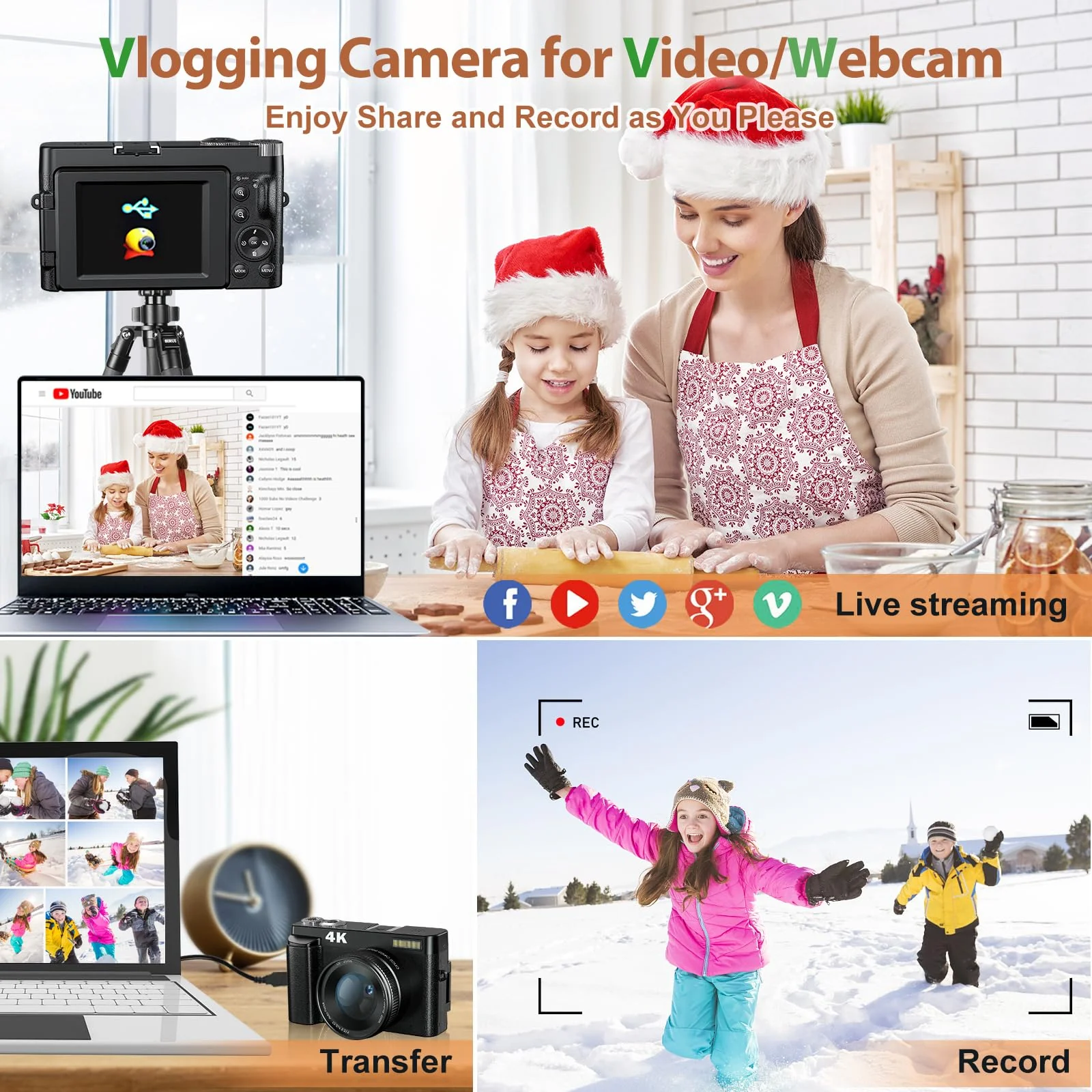 Fulealfly 4K Digital Camera for Photography and Video