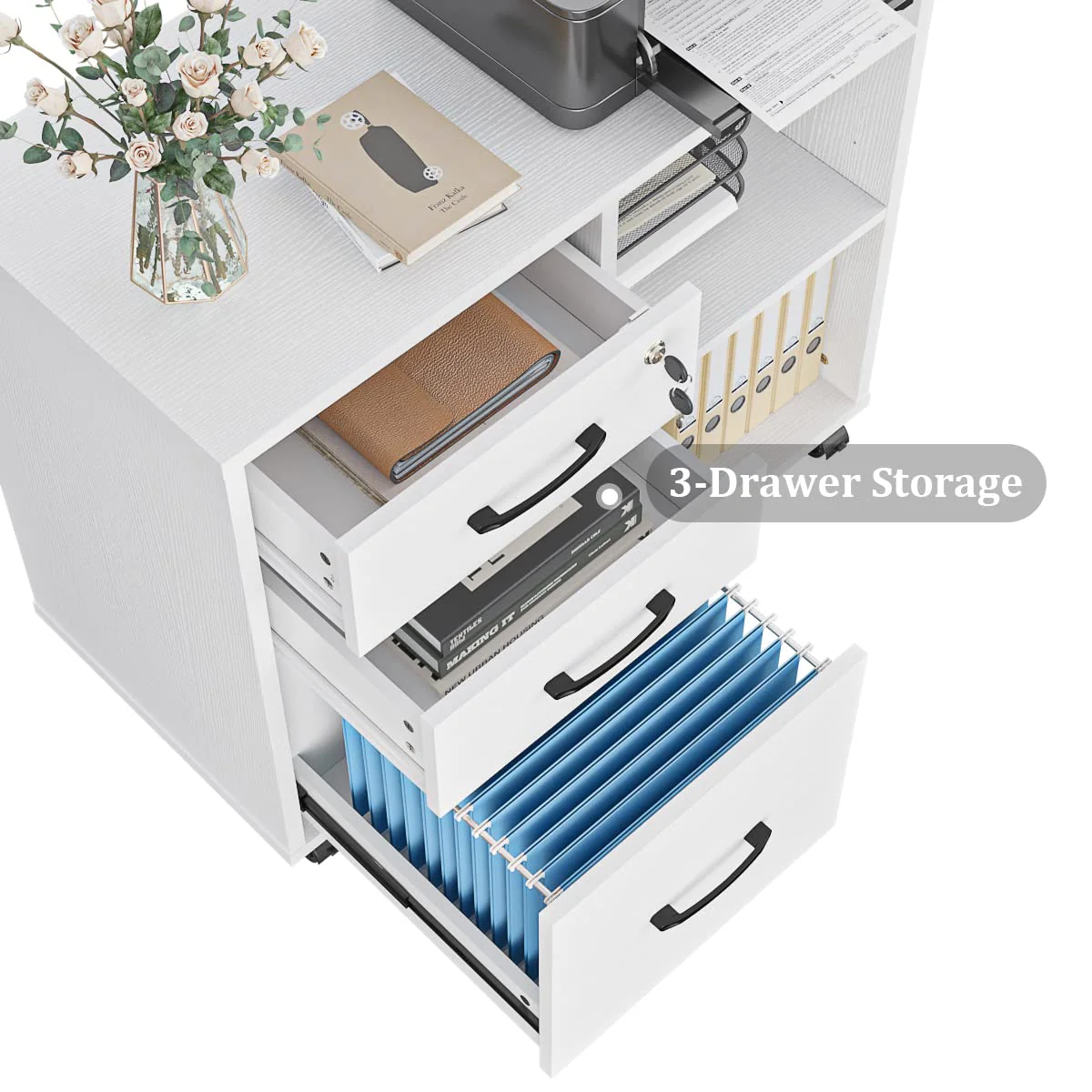 Panana 3 Drawer File Cabinets. Mobile Lateral Printer Stand