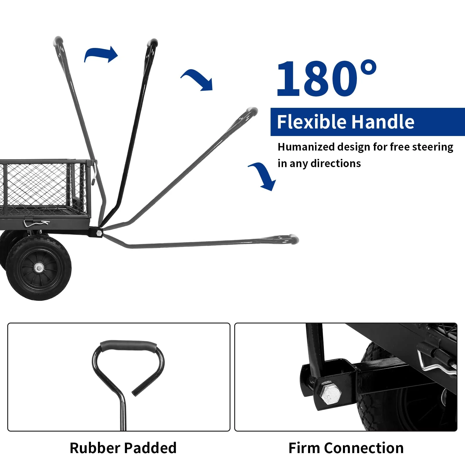BILT HARD 880 lbs 10 Flat Free Tires Steel Garden Cart