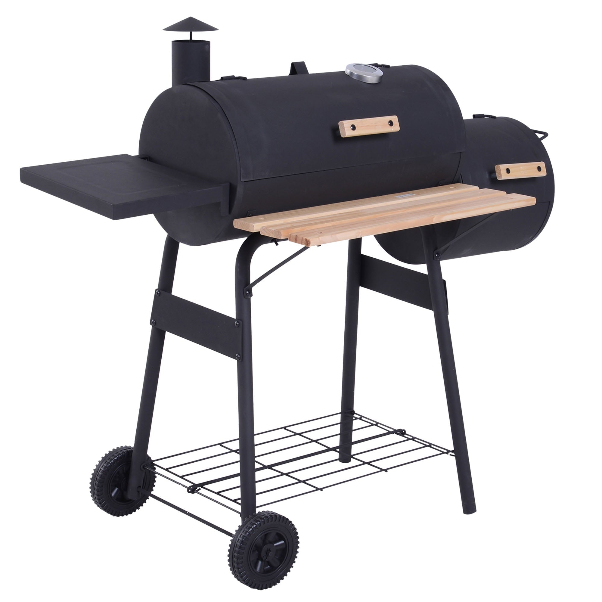 48 Steel Portable Backyard Charcoal BBQ Grill and Offset Smoker Combo