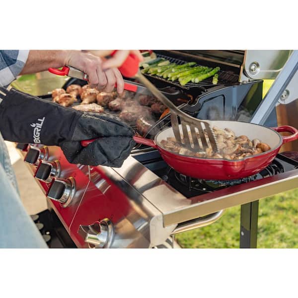 5-Burner Propane Gas Grill in Stainless Steel with Side Burner and Condiment Rack