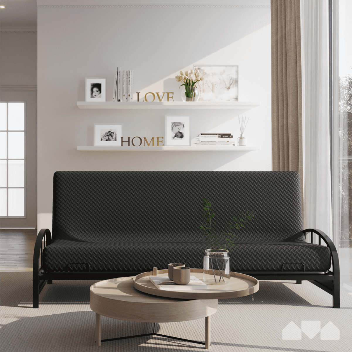 Memory Foam Futon Mattress Full Size (Frame Not Included. Black)