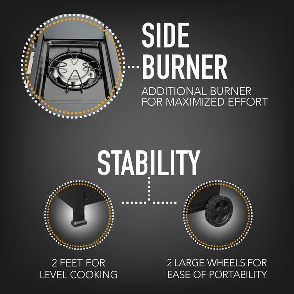 Kenmore 4 Burner Open Cart Propane Gas BBQ Grill with Side Burner. Black