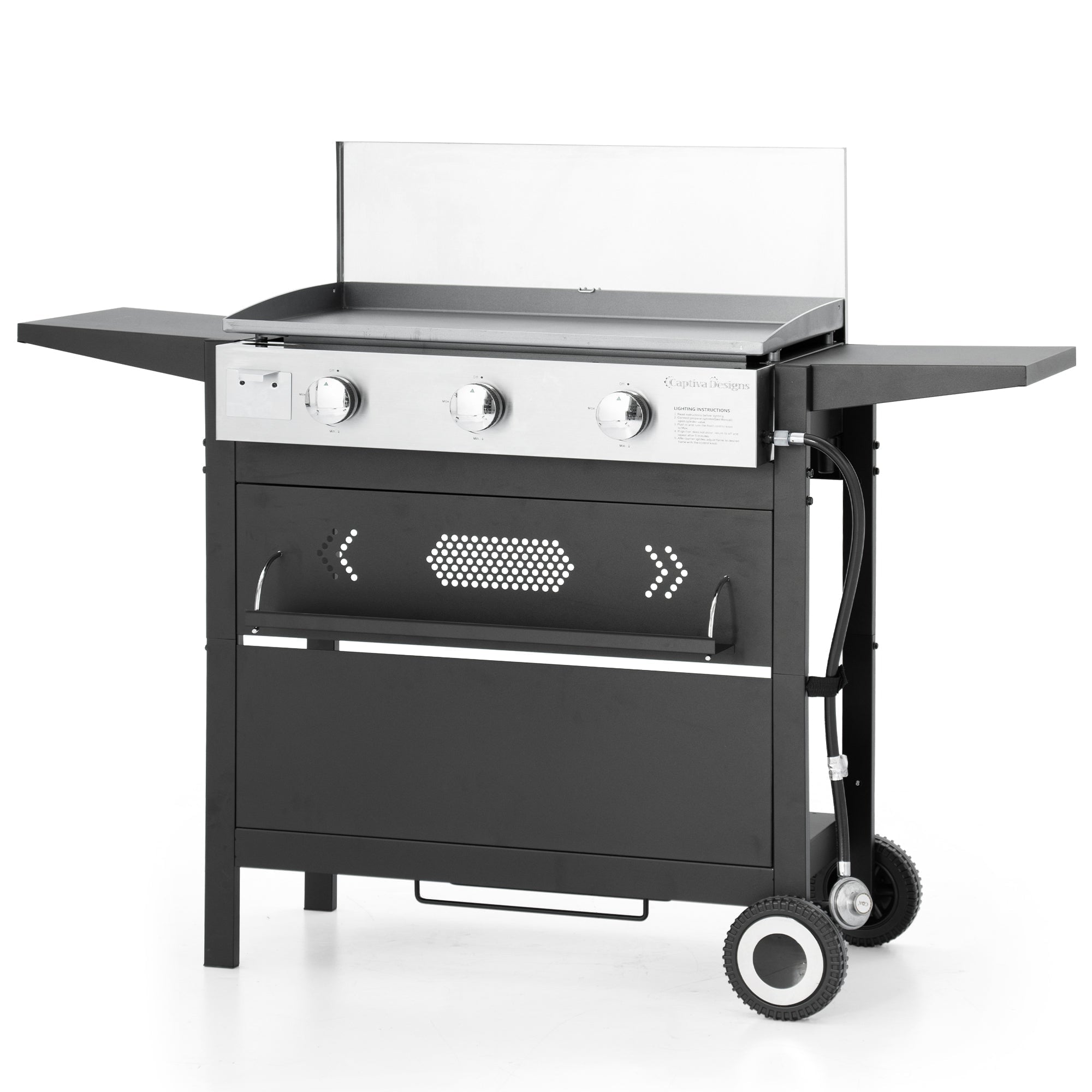 2-Burner Gas Grill and Griddle Combo with Wheels