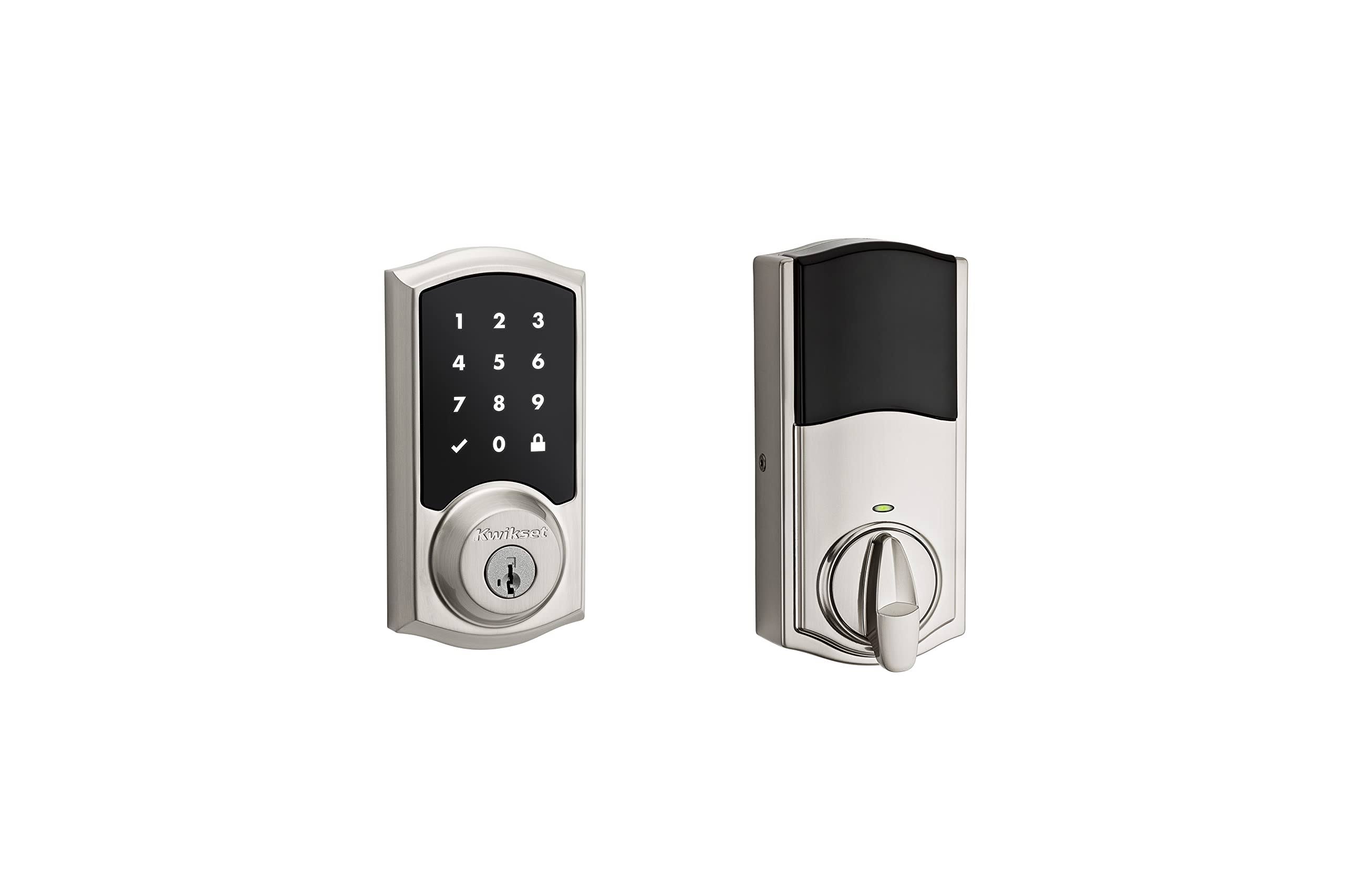 Kwikset 916 Traditional Touchscreen SmartCode Electronic Deadbolt Smart Lock Featuring SmartKey Security and Zigbee 3.0 Technology in Satin Nickel