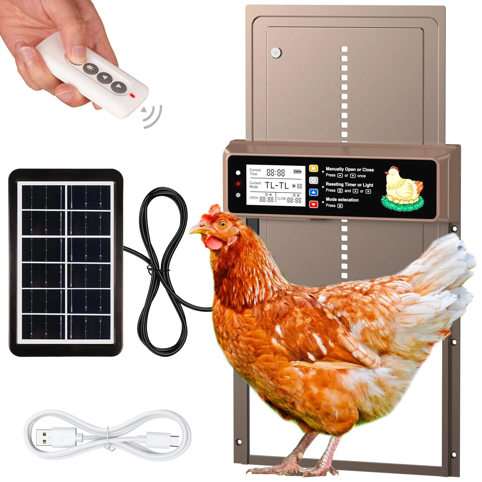 NyPots Automatic Chicken Coop Door Solar Powered