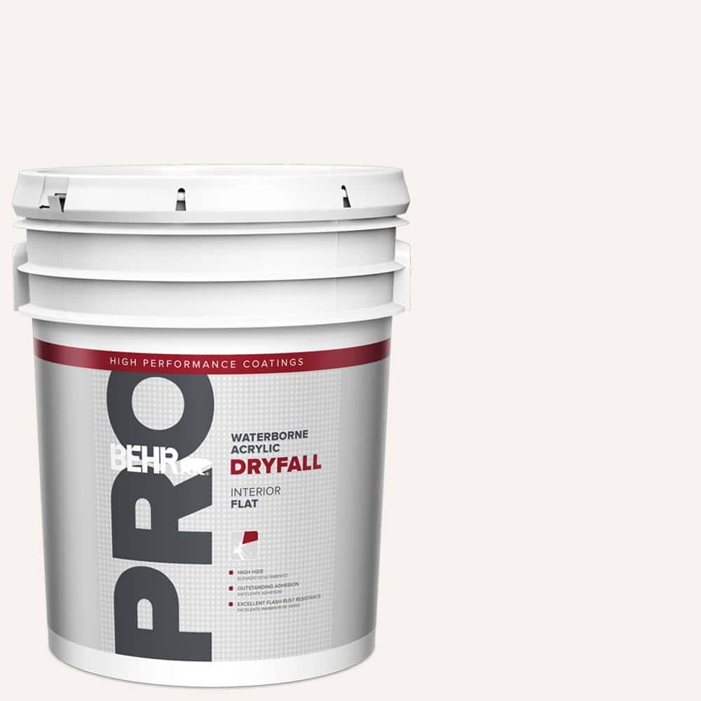BEHR Pro 5 gal. White Flat Waterborne Acrylic Dryfall Interior Paint