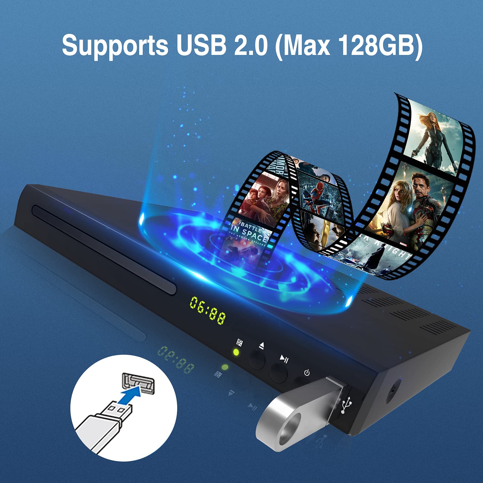 Tojoc k Blu Ray DVD Player. 1080P Home Theater Disc System