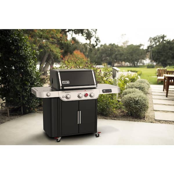 Genesis Smart EX-335 3-Burner Propane Gas Grill in Black with Side Burner