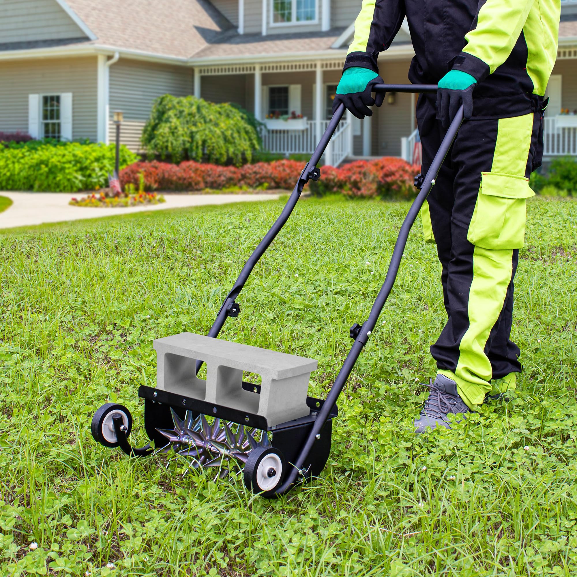 Suchtale 18 Inch Push Spike Aerator. Heavy Duty Rolling Lawn Aerator