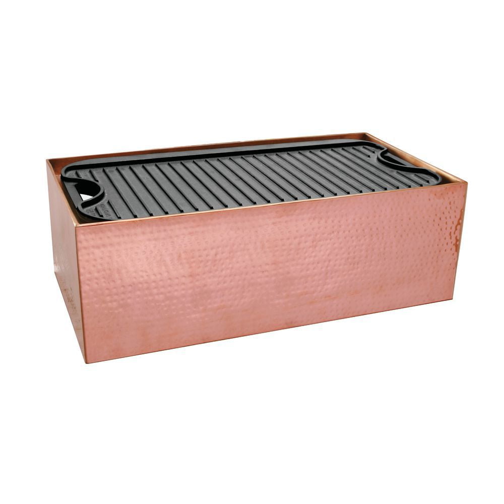 Hammered Copper Finish Griddle Station - 22L x 11W x 7H