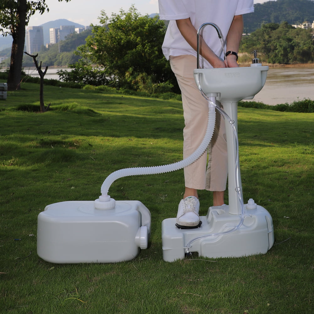 Portable Camping Sink Hand Wash Station Basin Water Tank White