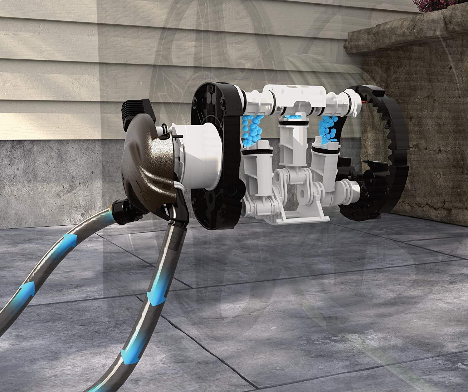 Suncast Aquawinder 125' Wicker Garden Hose Reel � Lightweight Portable Hands � Free Water Powered Retractable Hose Reel � Java