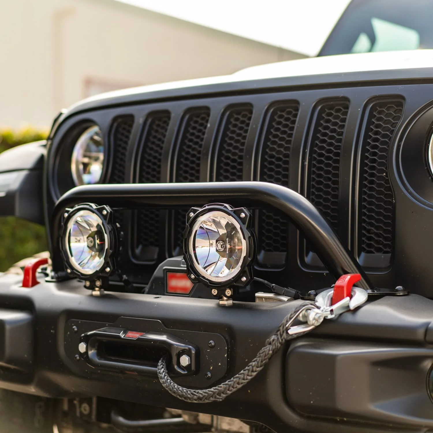 RockTrix Black Front Brush Guard. Steel Bar Grille Guard