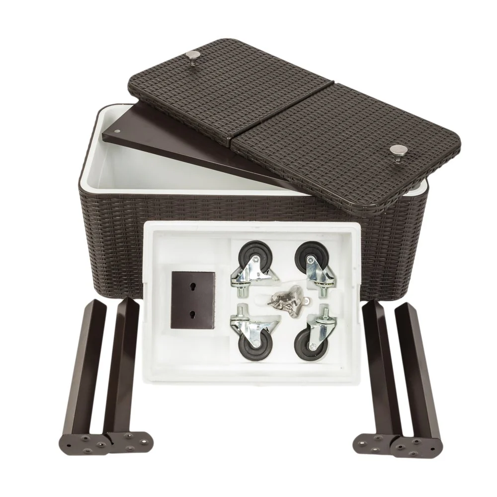 Outvita 80 Quart Rolling Ice Chest. Portable Bar Drink Cooler