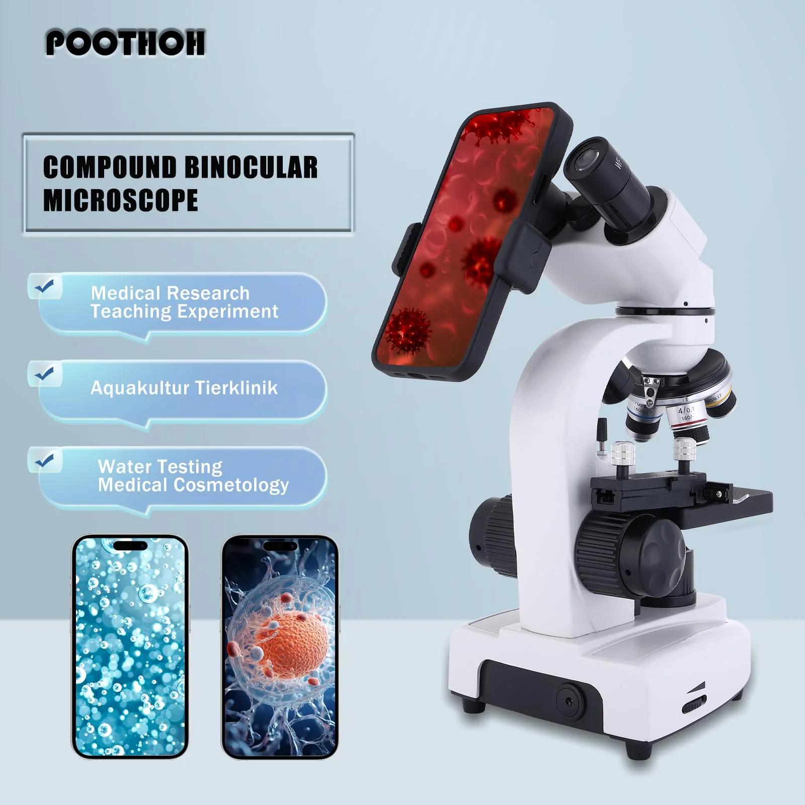 Poothoh Binocular Compound Microscope 40X-2000X