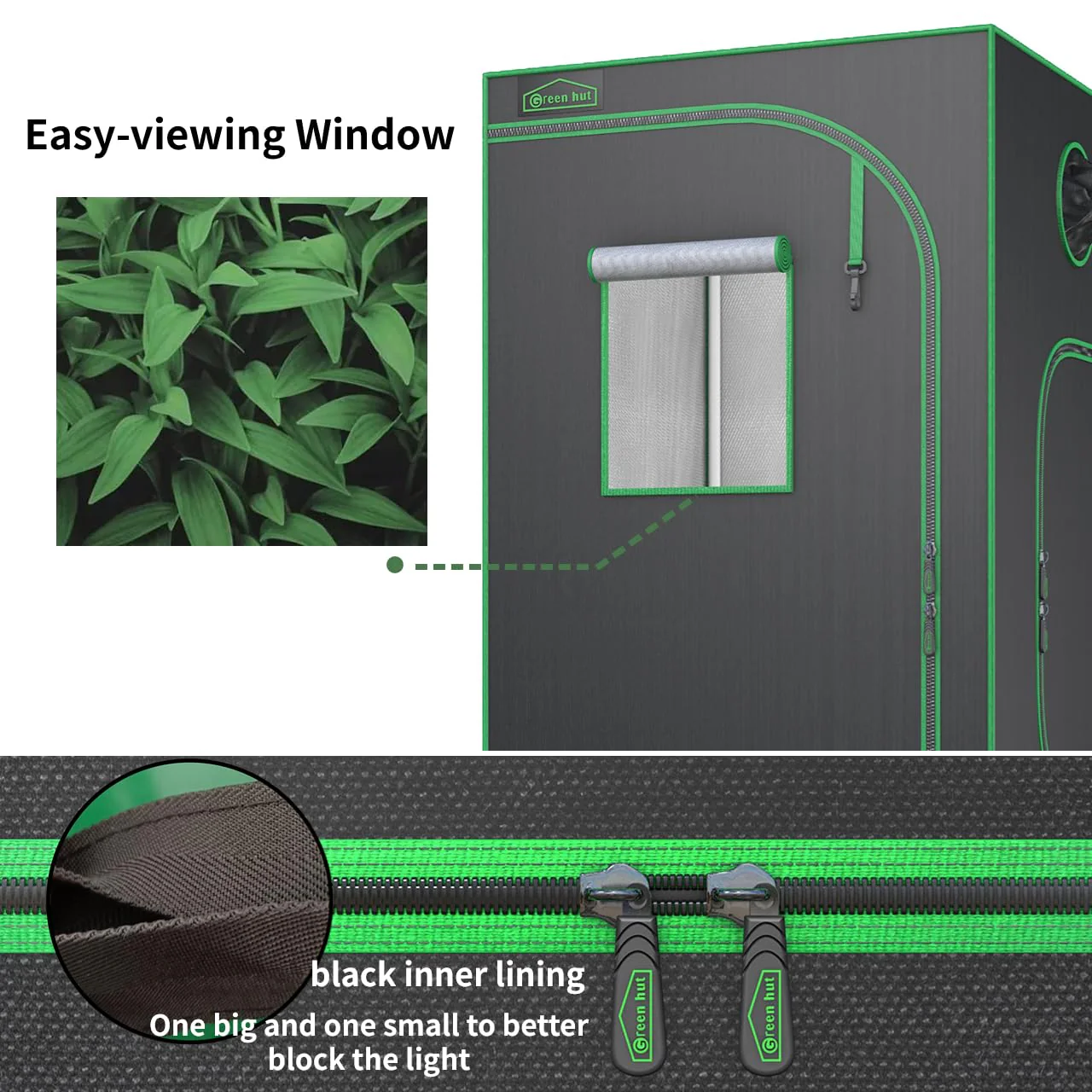 Green hut Grow Tent 96X48X78 600D Mylar Hydroponic
