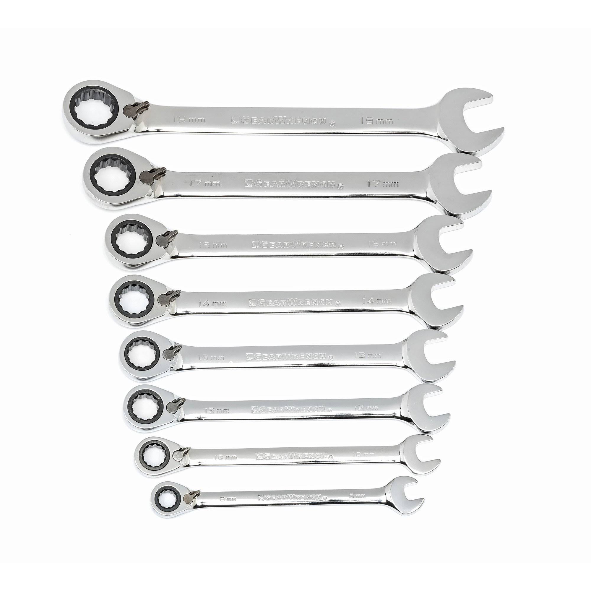 GearWrench 9543 - 8 Pc. Reversible Combination Ratcheting Wrench Set Metric