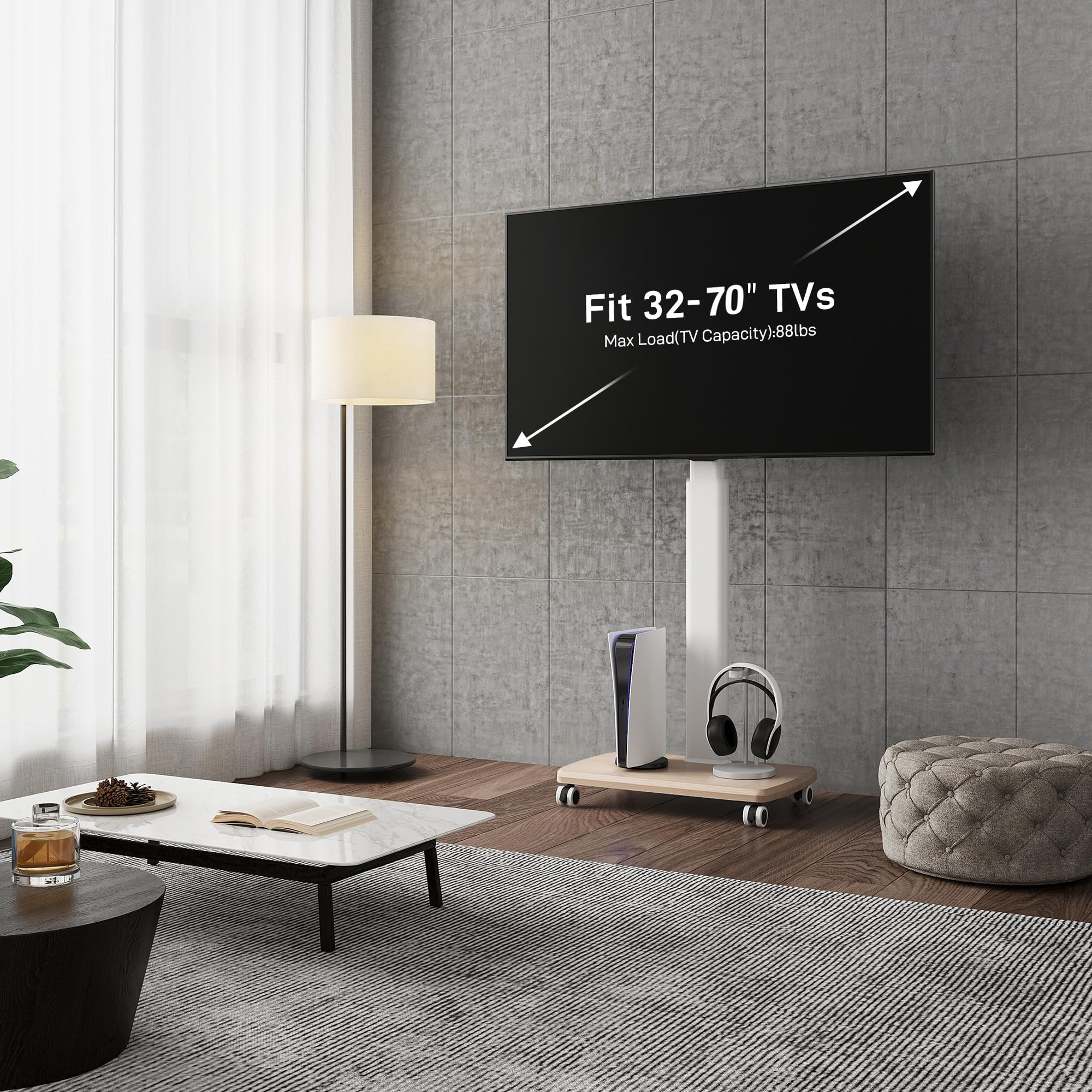 FITUEYES Rolling TV Stand for 32 to 65 70 Inch TVs