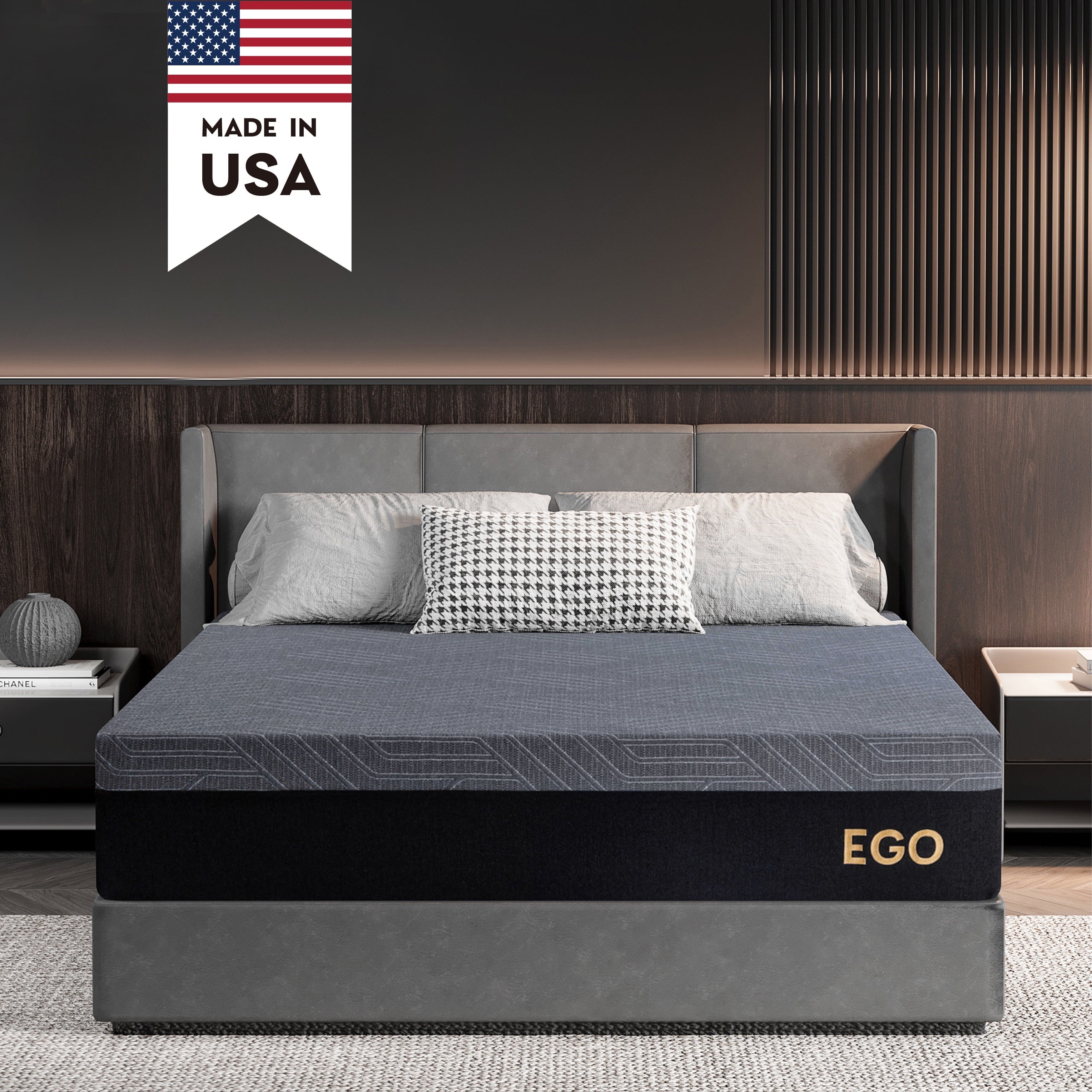 Ego Black 10 inch Twin Mattress in a Box. Cooling Gel Memory Foam Mattress. Medium