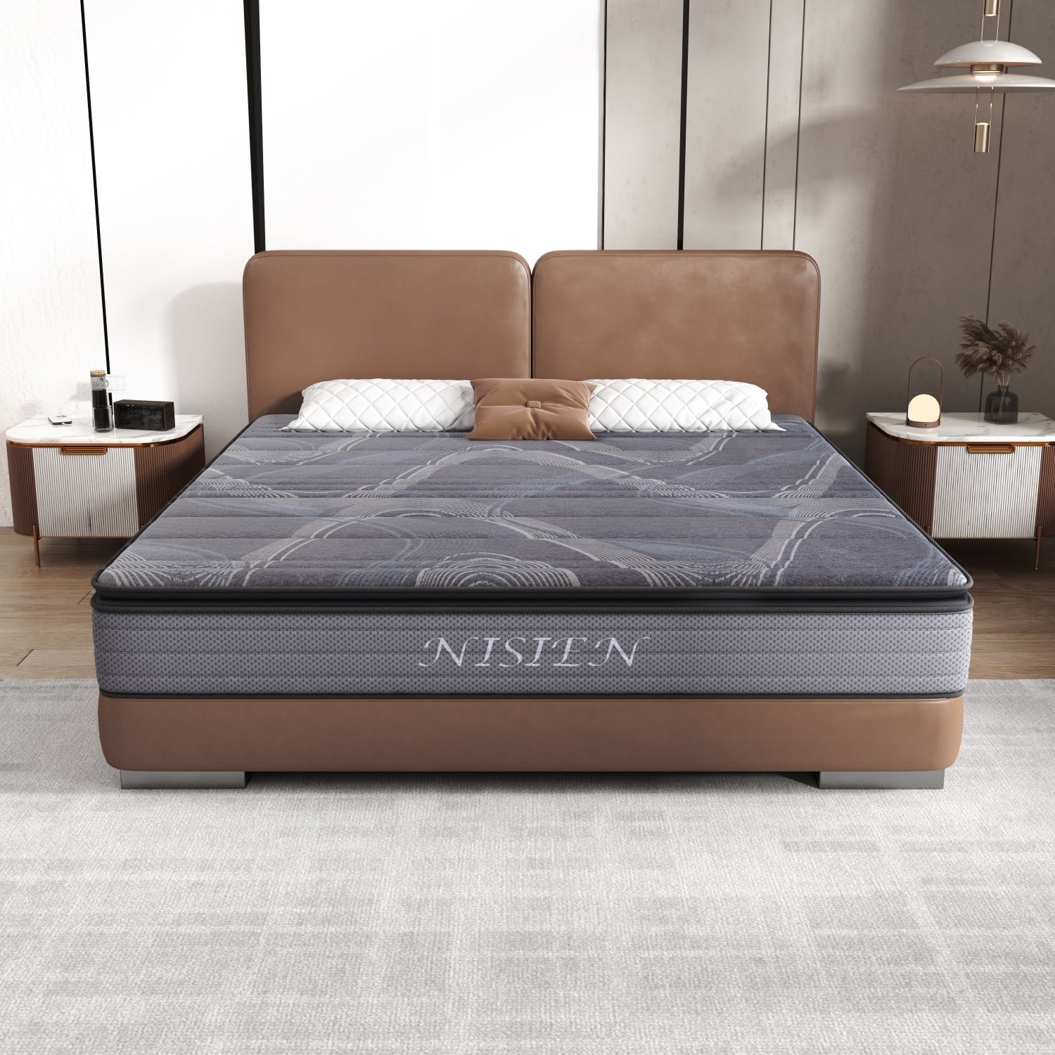 mattress in a box.NISIEN 10 Inch Hybrid Mattress. Gel Memory Foam Mattress.Individually Wrapped Pocket Coils Innerspring Mattress.100-Night Free Trial