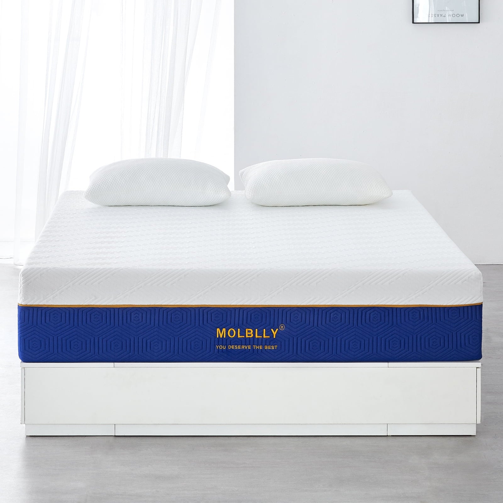 Mattress.Molblly 12 Inch Cooling-Gel Memory Foam Mattress in a Box.Medium Plush