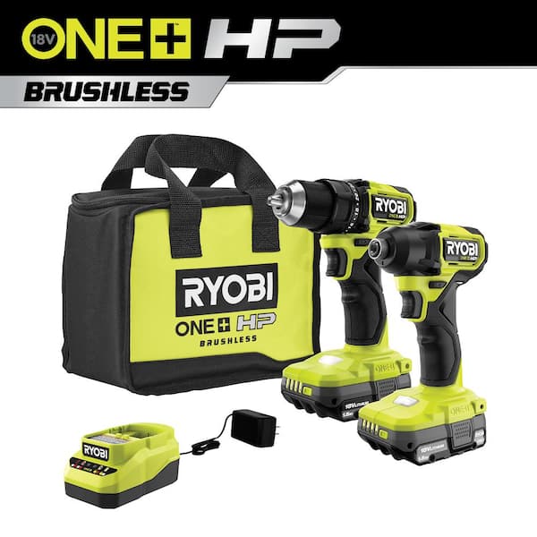 ONE+ HP 18V Brushless Cordless Compact 1/2 in. Drill and Impact Driver Kit with (2) 1.5 Ah Batteries. Charger and Bag