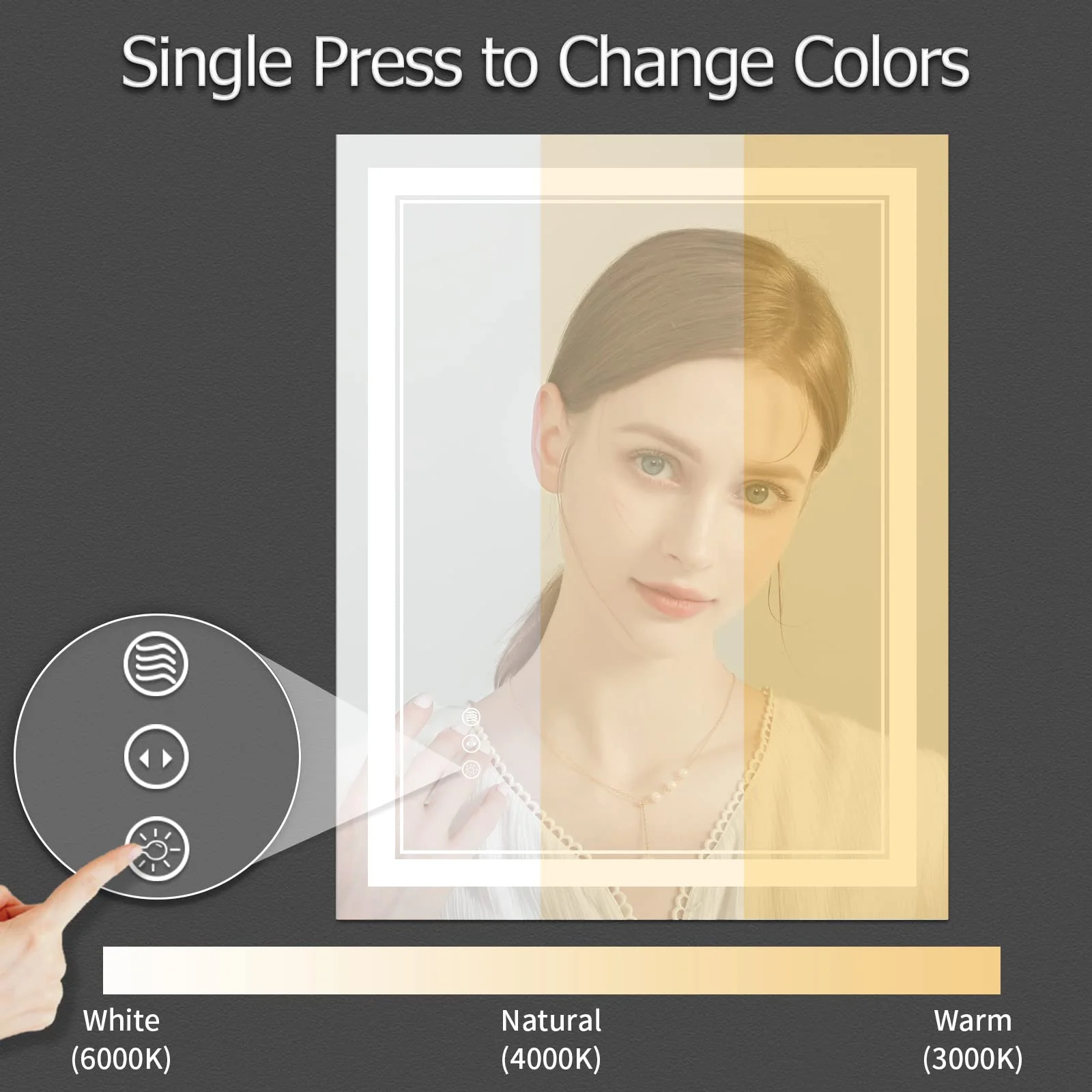 ISTRIPMF 24x36 Inch LED Bathroom Mirror with Lights