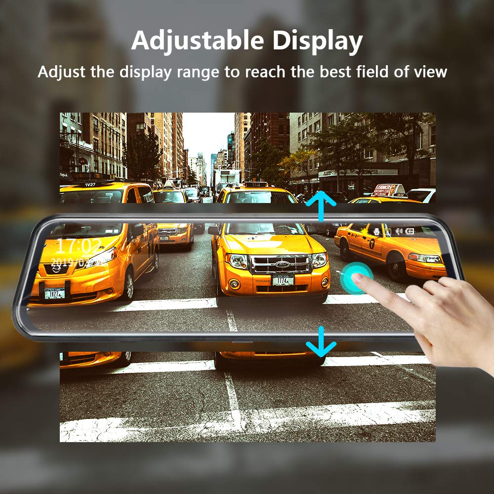 Jansite 10'' Full HD Touch Screen Rear View Mirror Dash Cam