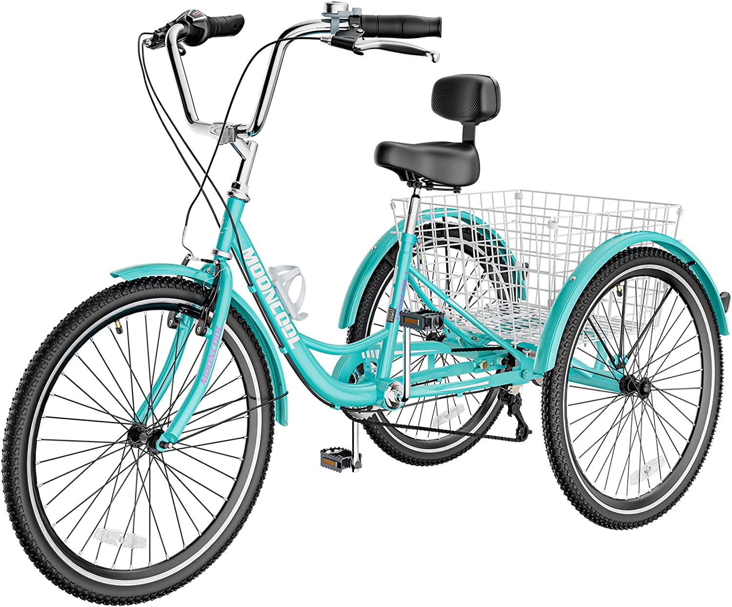 Adult Tricycle 20/24/26 inch 7 Speed. Three Wheel Bicycle for Adult. Trike Cruiser W/ Tools & Big Basket for Exercise Shopping Picnic Outdoor Activities