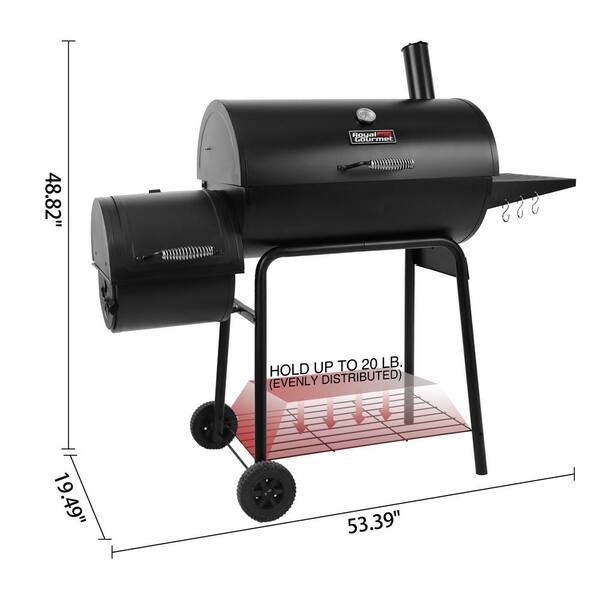 30 in. Smoker Black Barrel Charcoal Grill with Offset Smoker with Cover For Outdoor. Backyard Cooking