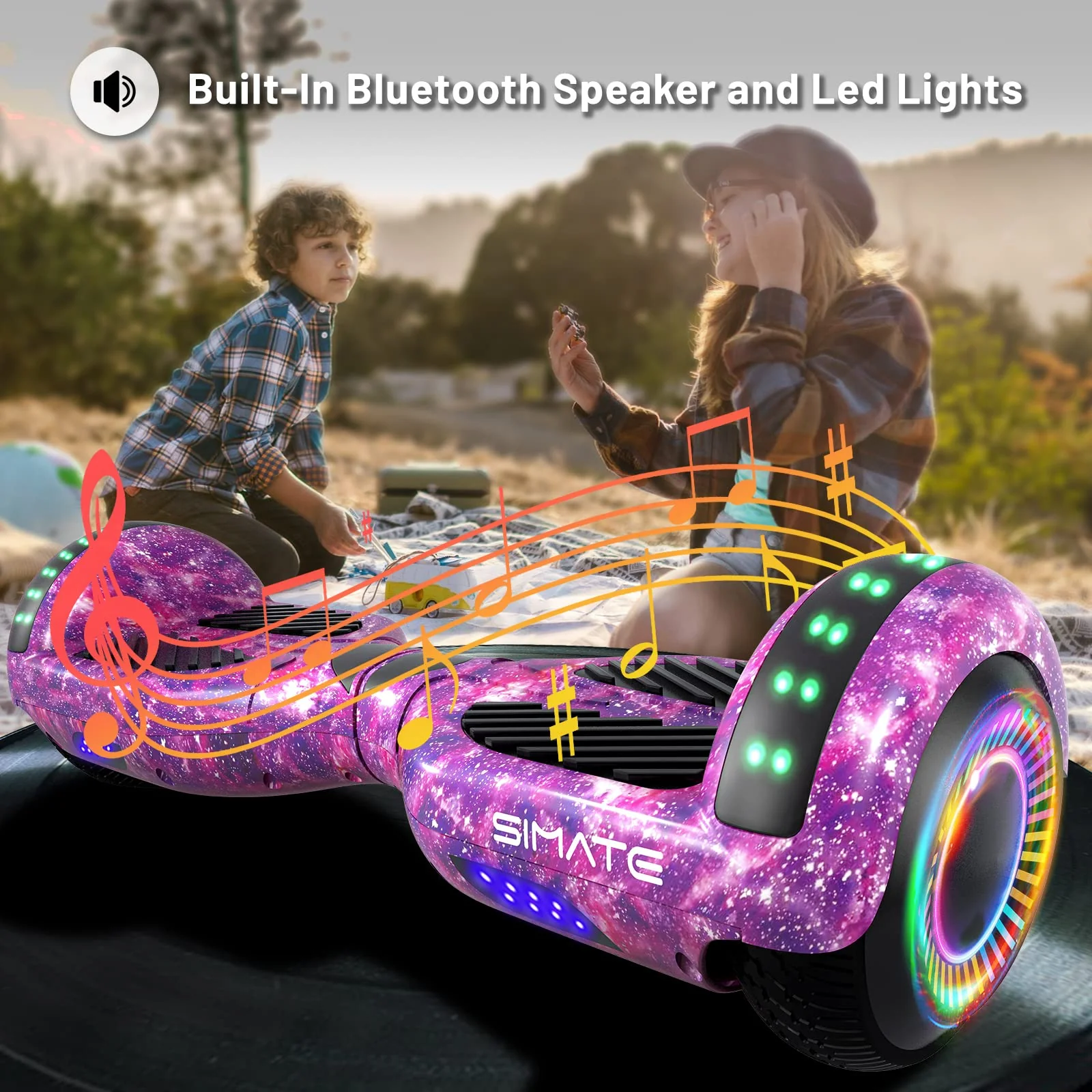 SIMATE 6.5 Hoverboard with Bluetooth & LED Lights