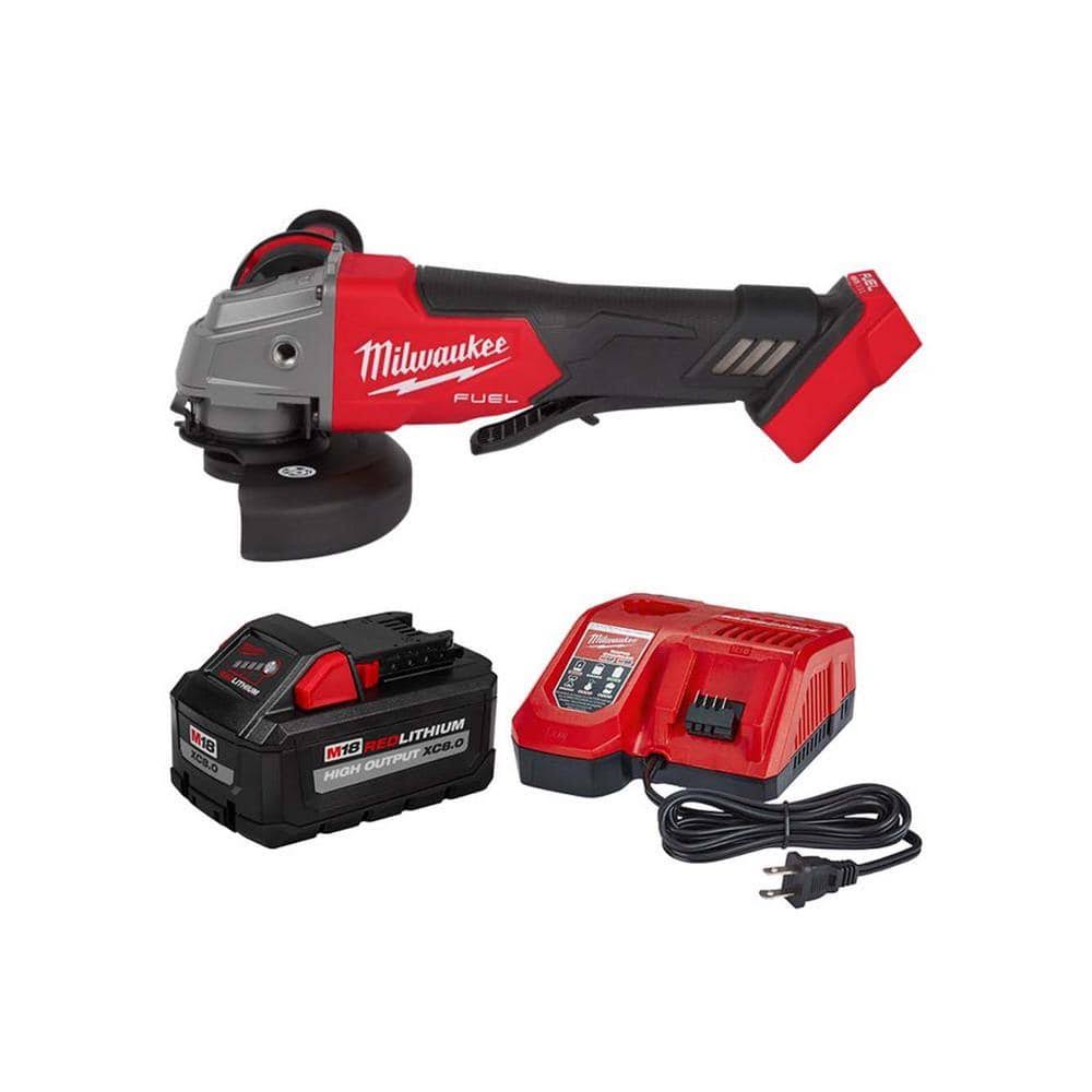 Milwaukee M18 Fuel 18-Volt Lithium-Ion Brushless Cordless 4-1/2 in./5 in. Grinder with Paddle Switch with 8.0 Ah Starter Kit