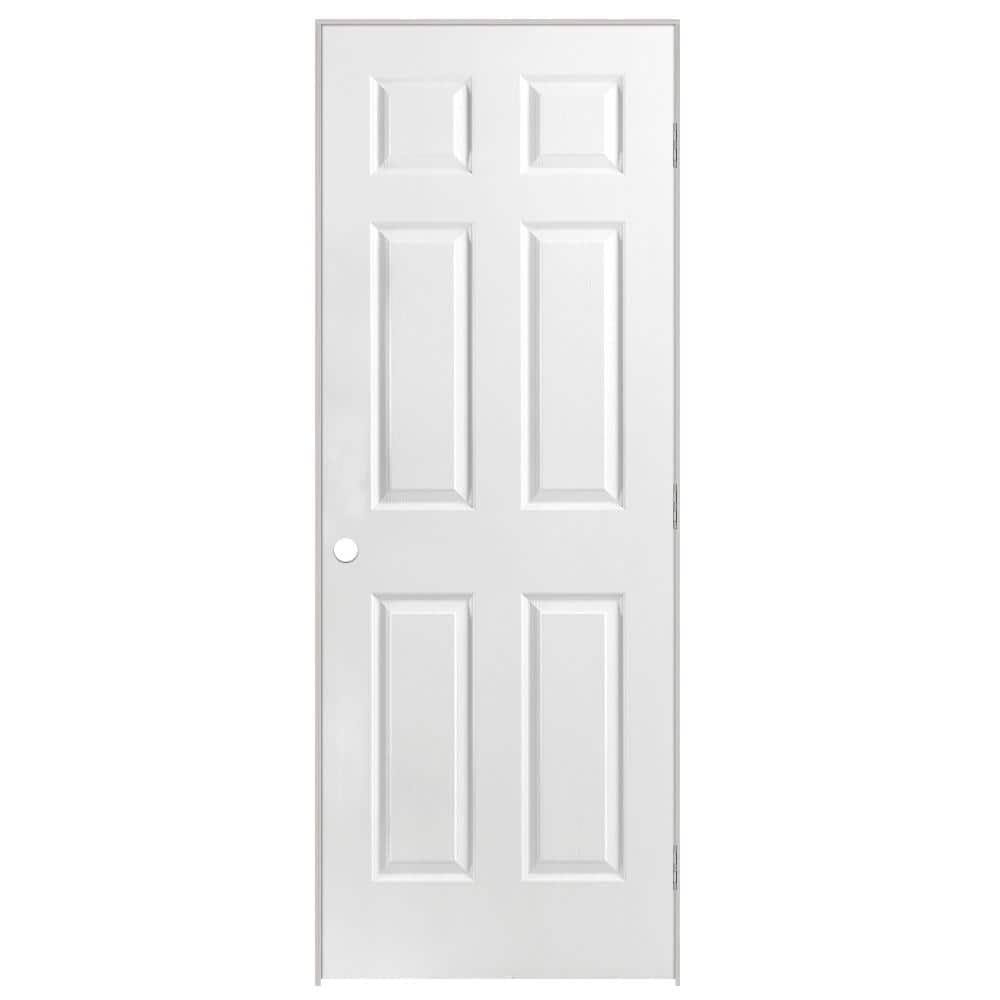 Masonite 24 in. x 80 in. 6-Panel Left-Handed Solid Core Smooth Primed Composite Single Prehung Interior Door. Primed White(24 in X 80 in)
