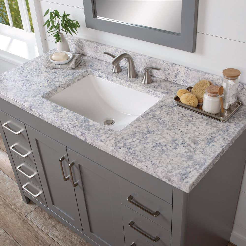 Home Decorators Collection 49 in. Stone Effect Vanity Top in Bianco Antico with White Sink
