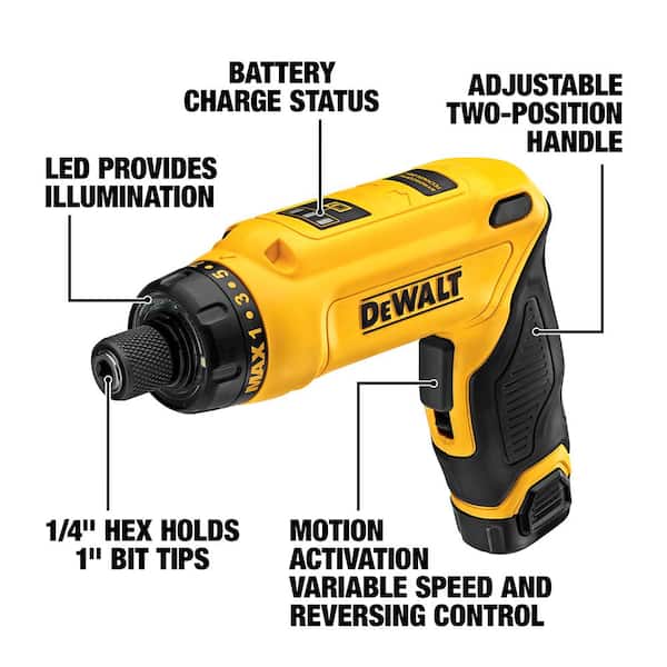 8V MAX Cordless Gyroscopic Screwdriver with Adjustable Handle. (2) 1.0Ah Batteries. Charger. and Bag