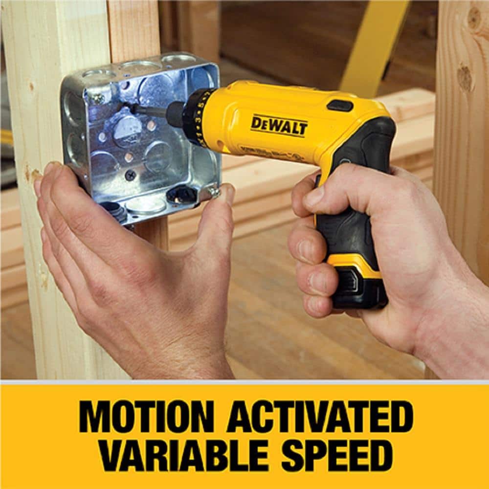 8V MAX Cordless Gyroscopic Screwdriver with Adjustable Handle. (2) 1.0Ah Batteries. Charger. and Bag DCF680N2